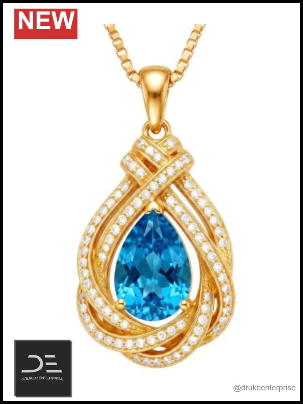 14K Gold Plated Teardrop Birthstone Pendant Necklace 20in CZ